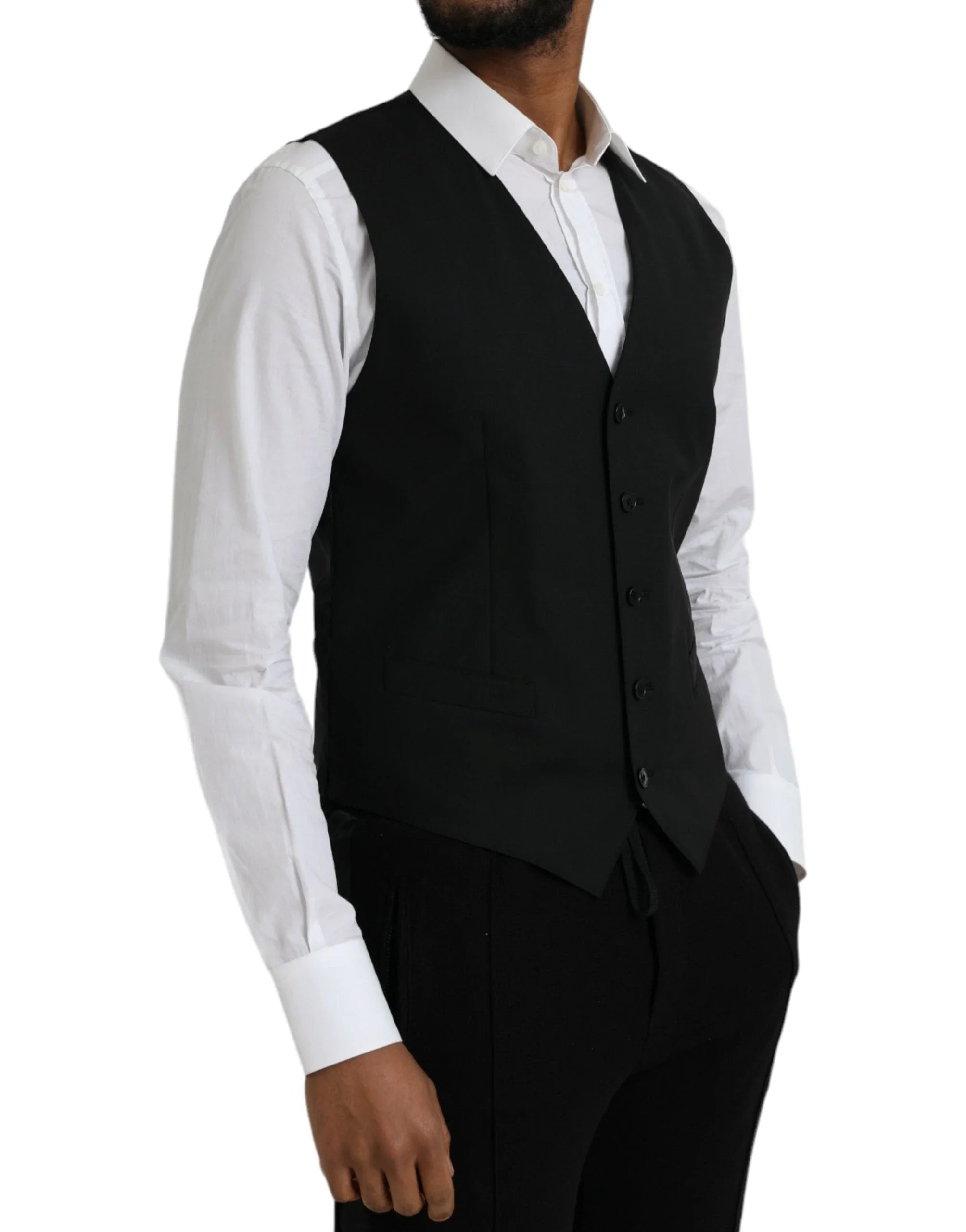 Dolce & Gabbana Formal Vests IT48 | M Dolce & Gabbana Black Wool Formal Dress Waistcoat Vest