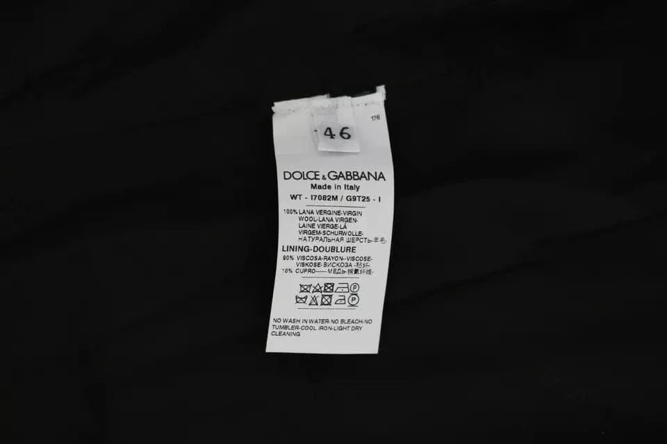 Dolce & Gabbana Formal Vests IT46 | S Dolce & Gabbana Black Wool Logo Waistcoat Vest