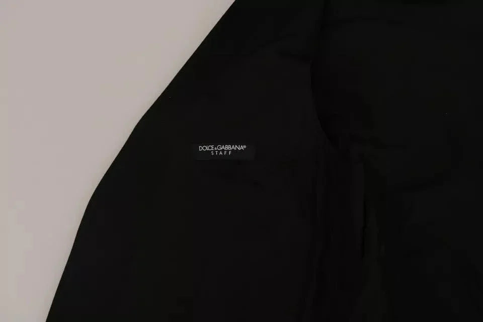 Dolce & Gabbana Formal Vests IT46 | S Dolce & Gabbana Black Wool Logo Waistcoat Vest