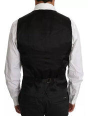 Dolce & Gabbana Formal Vests IT46 | S Dolce & Gabbana Black Wool Logo Waistcoat Vest
