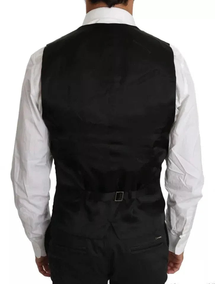 Dolce & Gabbana Formal Vests IT46 | S Dolce & Gabbana Black Wool Logo Waistcoat Vest
