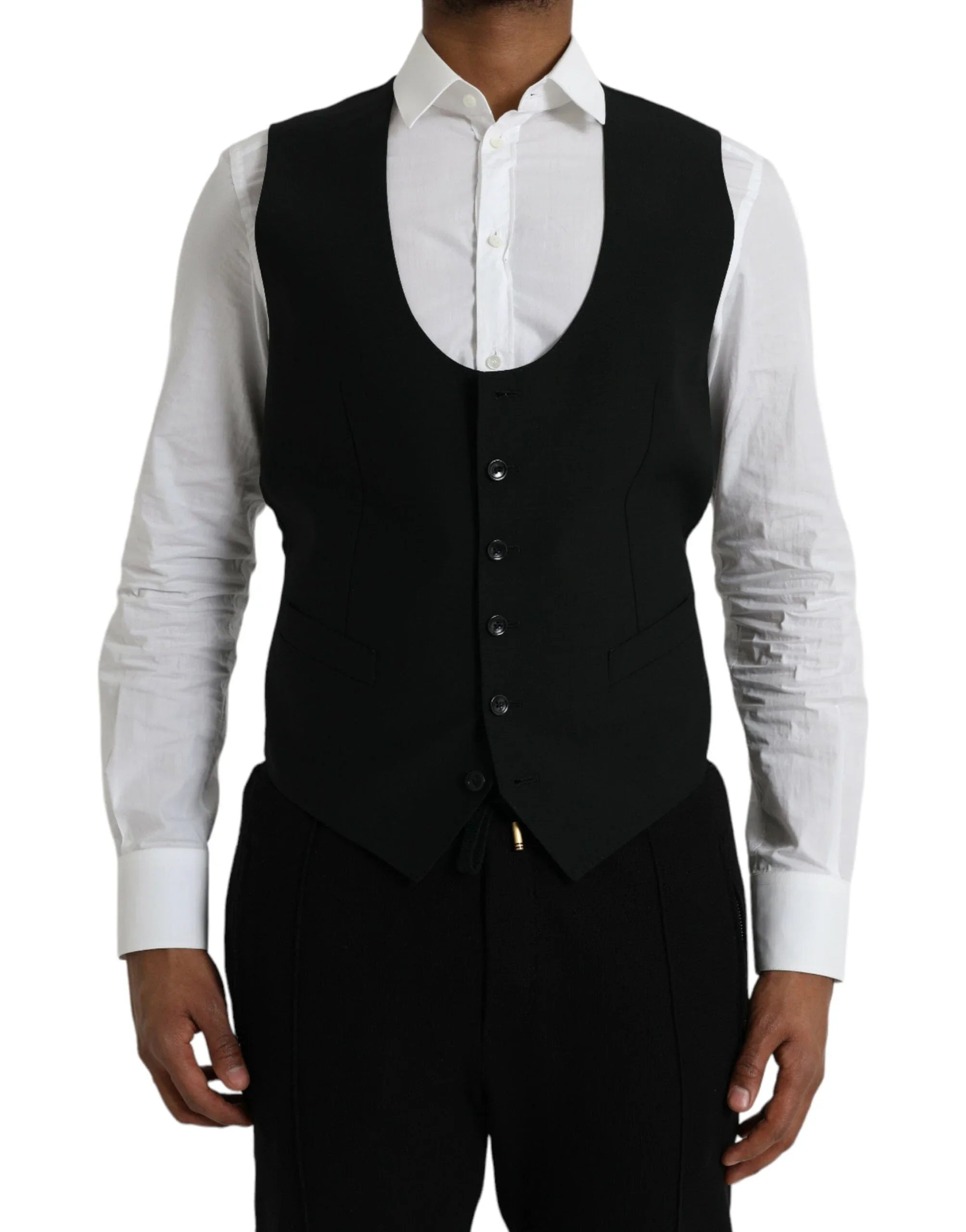 Dolce & Gabbana Waistcoat/Dress Vest IT50 | L Dolce & Gabbana Black Wool Waistcoat Dress Formal Vest
