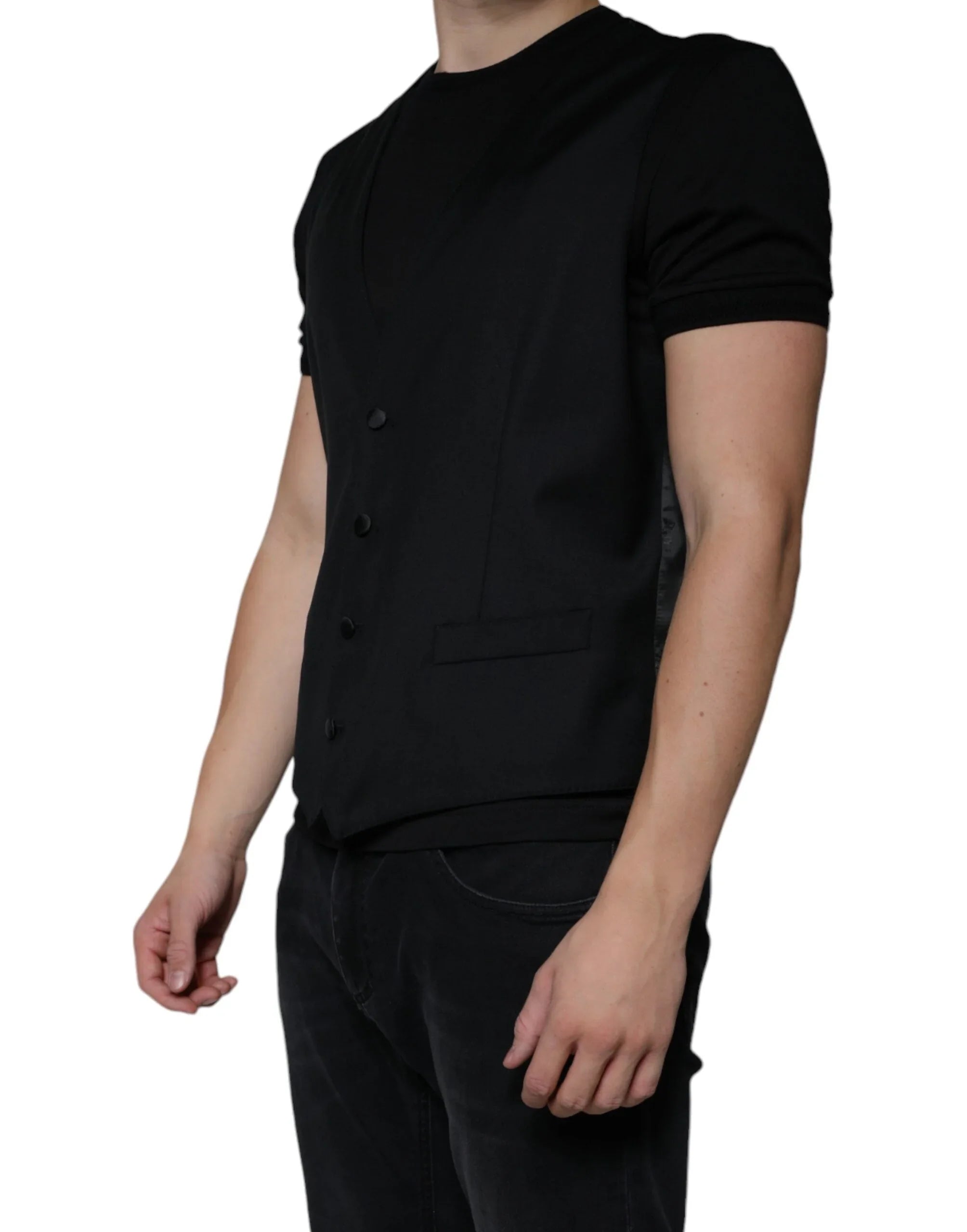 Dolce & Gabbana Waistcoat/Dress Vest IT52 | XL Dolce & Gabbana Black Wool Waistcoat Dress Formal Vest