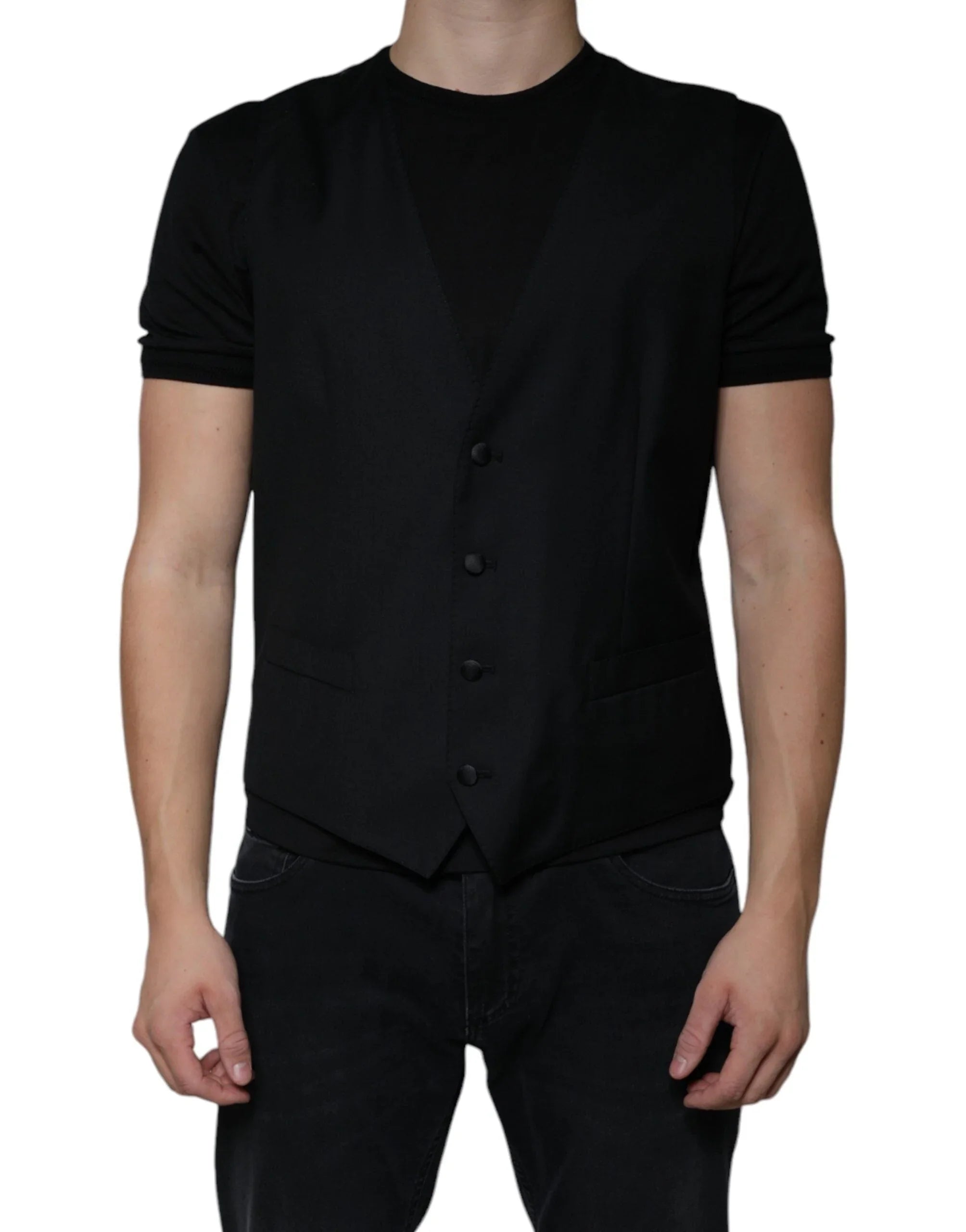 Dolce & Gabbana Waistcoat/Dress Vest IT52 | XL Dolce & Gabbana Black Wool Waistcoat Dress Formal Vest