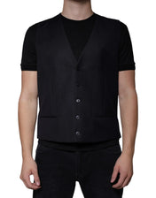 Dolce & Gabbana Waistcoat/Dress Vest IT54 | XL Dolce & Gabbana Black Wool Waistcoat Dress Formal Vest