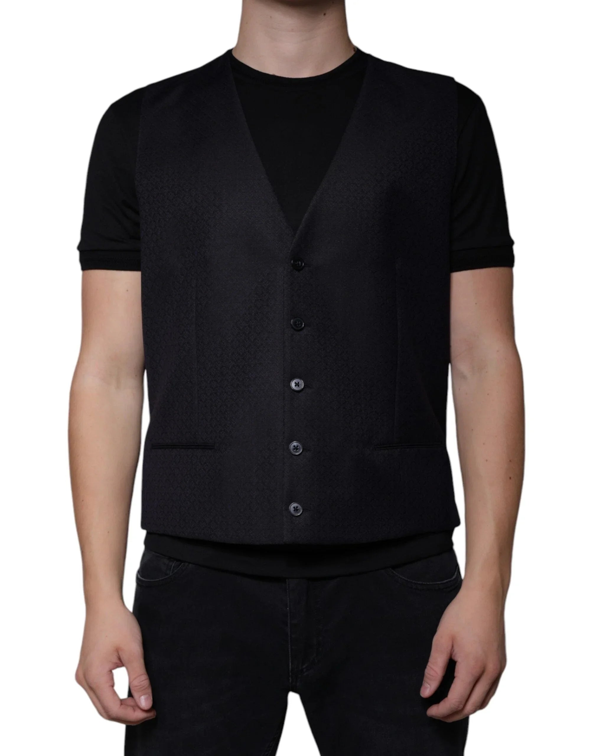 Dolce & Gabbana Waistcoat/Dress Vest IT54 | XL Dolce & Gabbana Black Wool Waistcoat Dress Formal Vest
