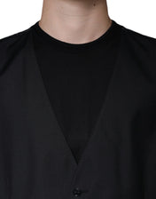 Dolce & Gabbana Waistcoat/Dress Vest IT60 | 3XL Dolce & Gabbana Black Wool Waistcoat Dress Formal Vest