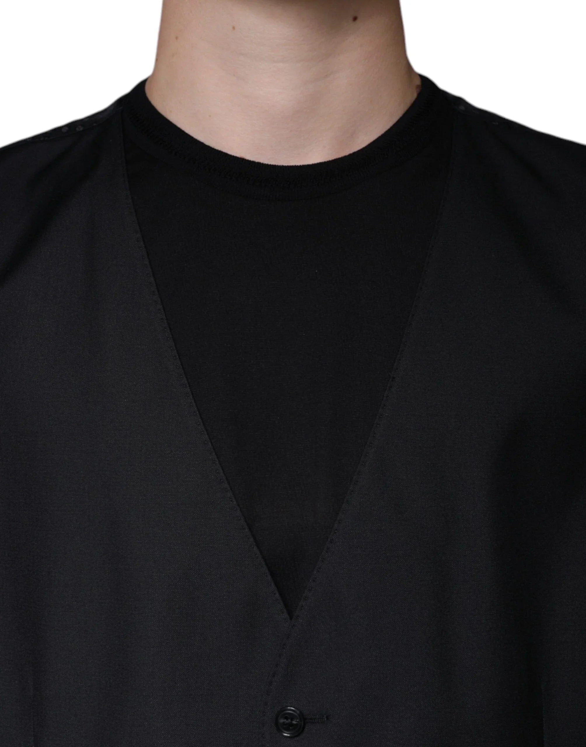 Dolce & Gabbana Waistcoat/Dress Vest IT60 | 3XL Dolce & Gabbana Black Wool Waistcoat Dress Formal Vest