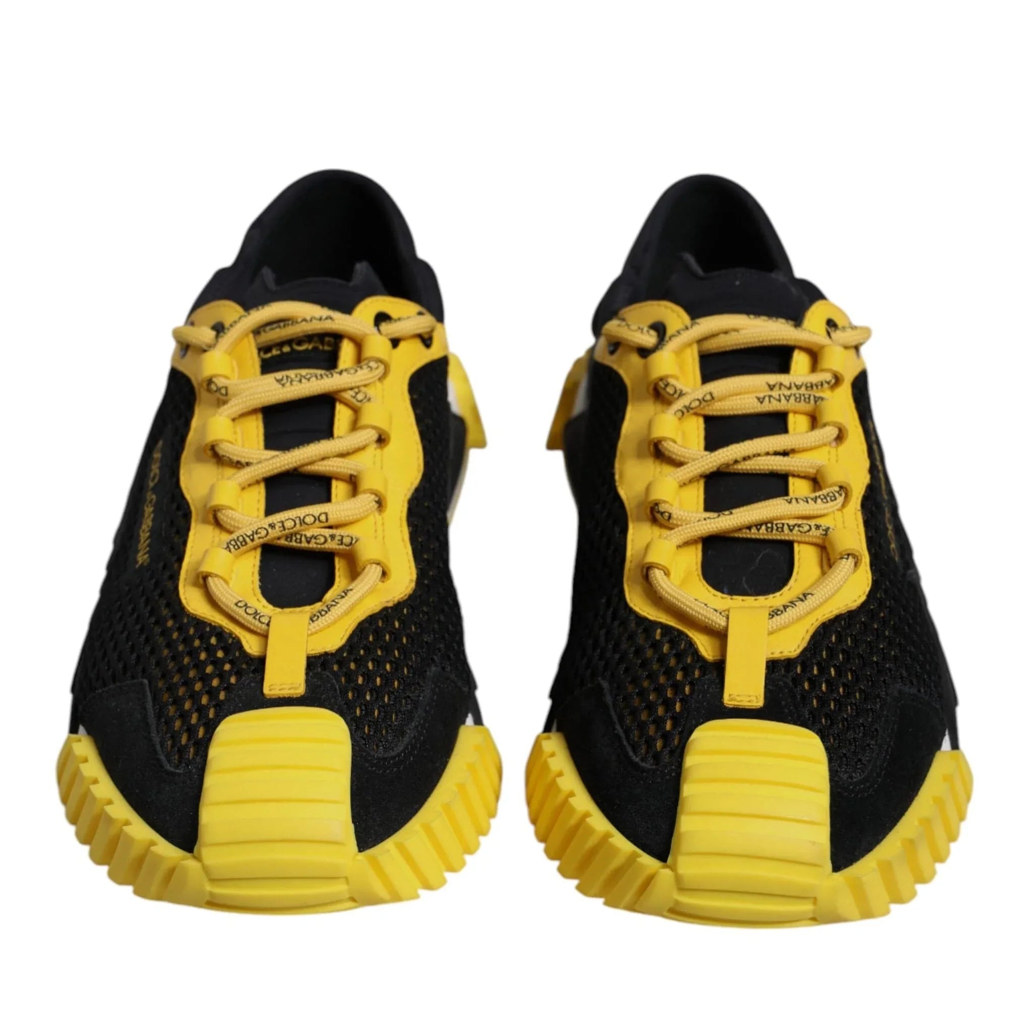Dolce & Gabbana Sneakers Dolce & Gabbana Black Yellow Low Top NS1 Sneakers Shoes