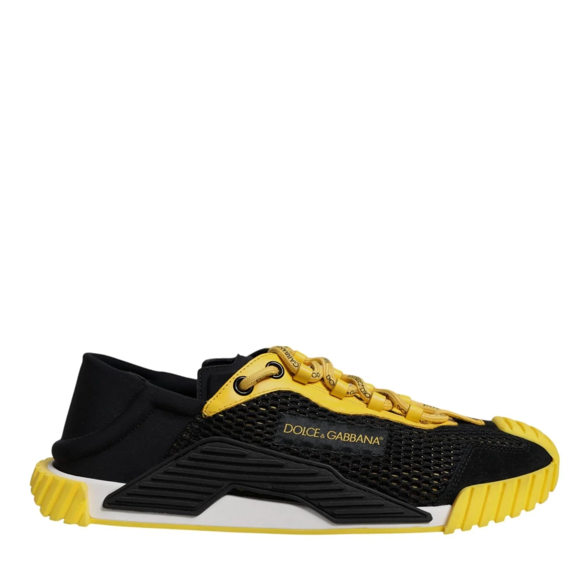 Dolce & Gabbana Sneakers Dolce & Gabbana Black Yellow Low Top NS1 Sneakers Shoes