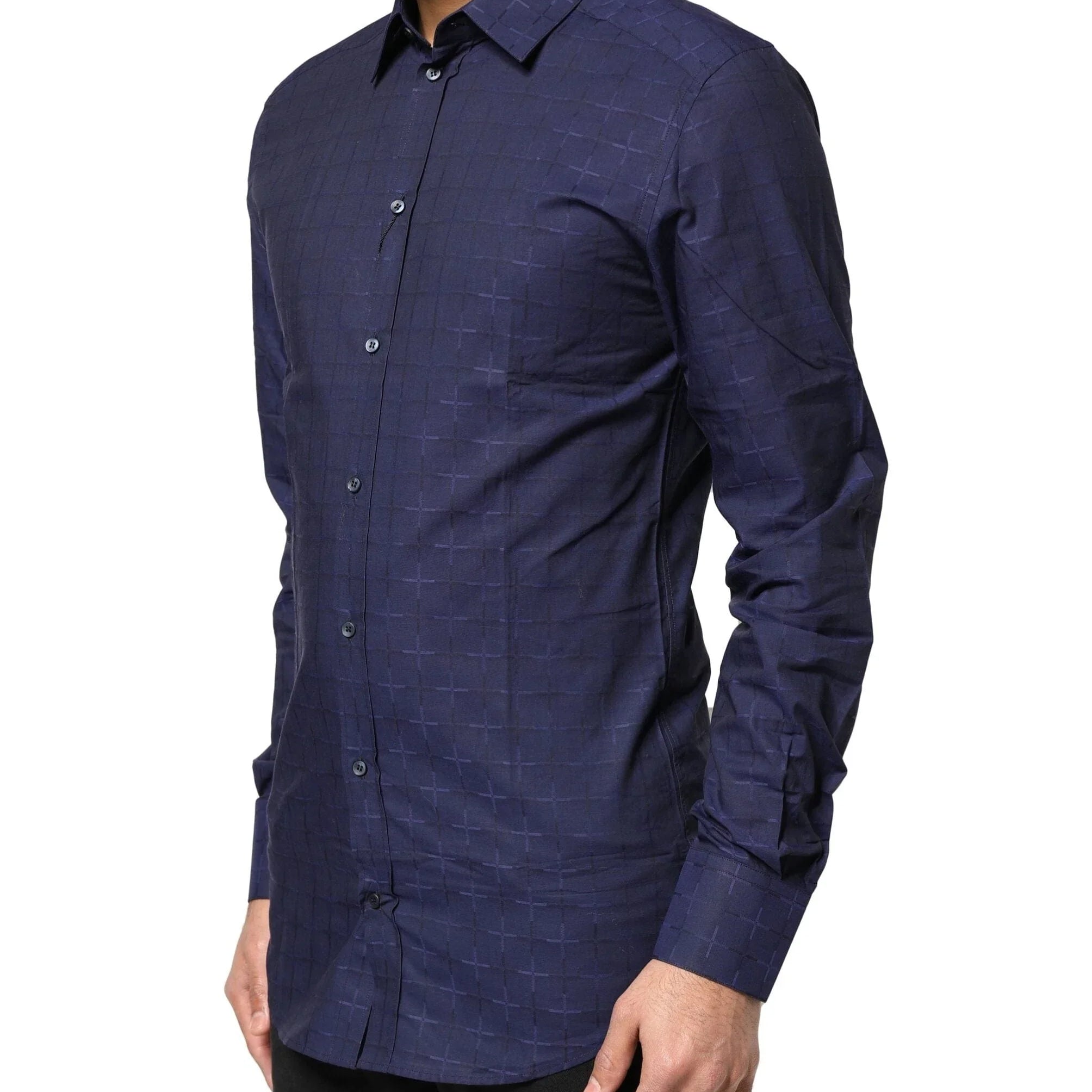 Dolce & Gabbana Dress Shirts Dolce & Gabbana Blue Check Tartan GOLD Formal Dress Shirt