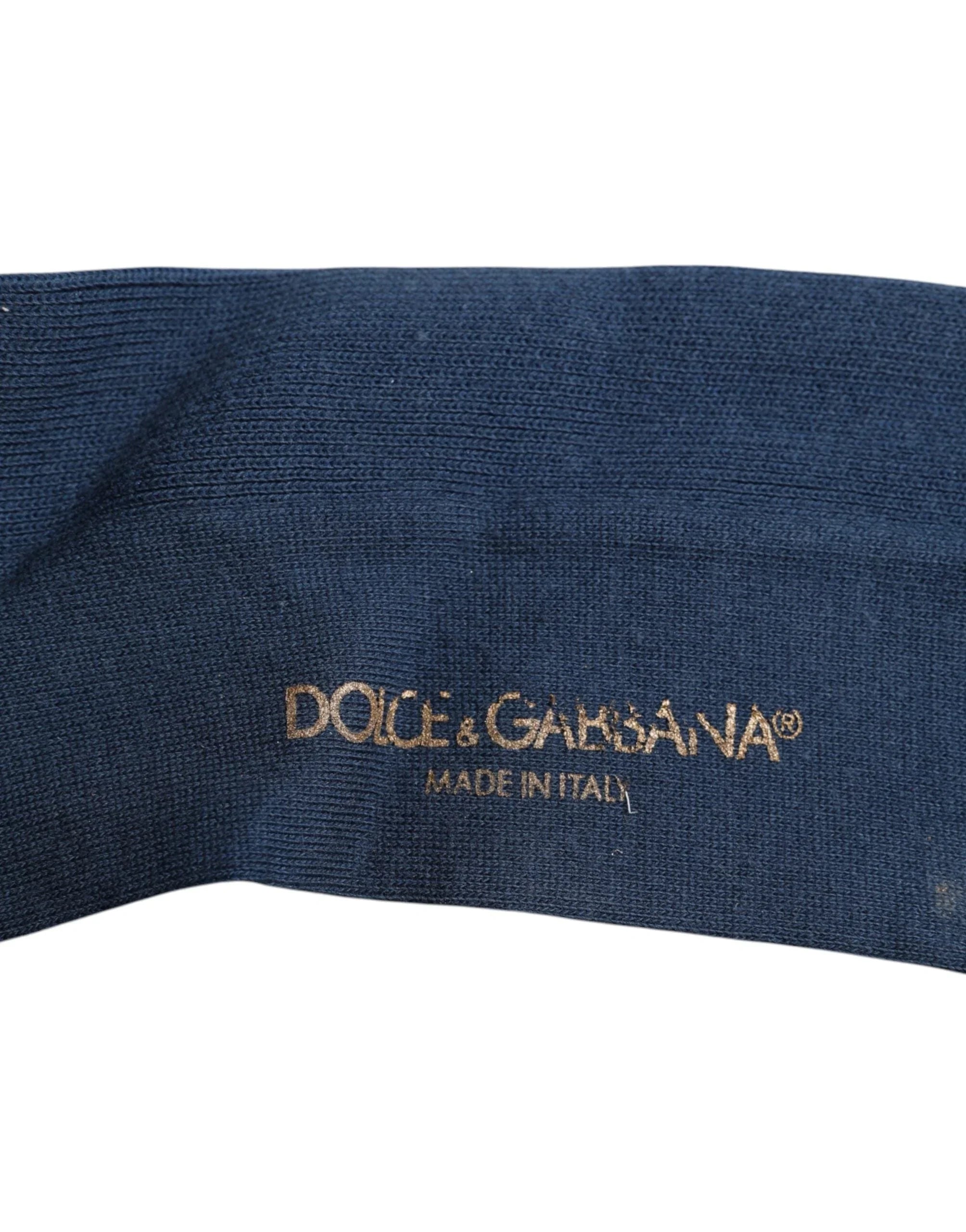 Dolce & Gabbana L Dolce & Gabbana Blue Cotton DG Logo Over The Calf Socks
