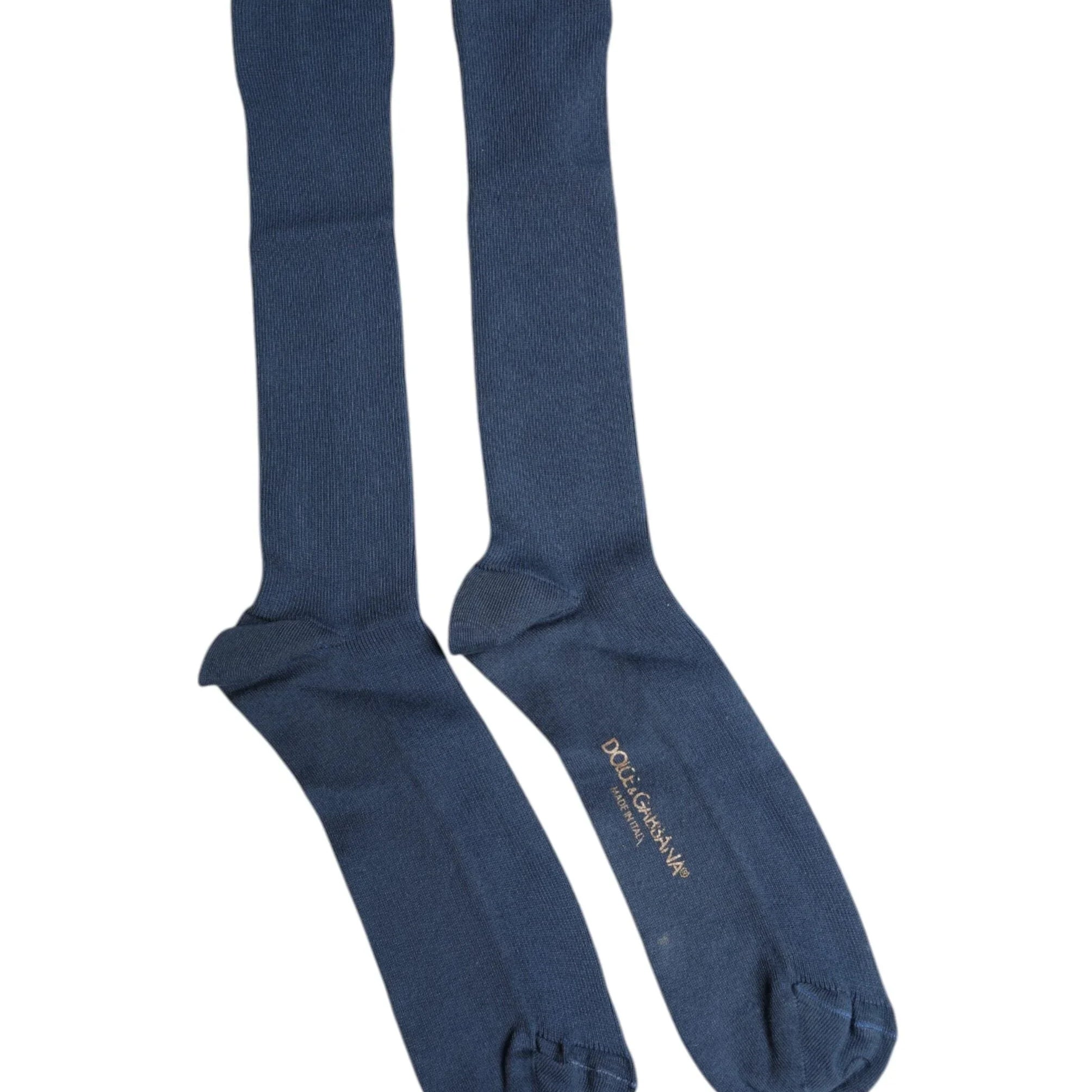 Dolce & Gabbana L Dolce & Gabbana Blue Cotton DG Logo Over The Calf Socks