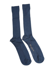 Dolce & Gabbana L Dolce & Gabbana Blue Cotton DG Logo Over The Calf Socks