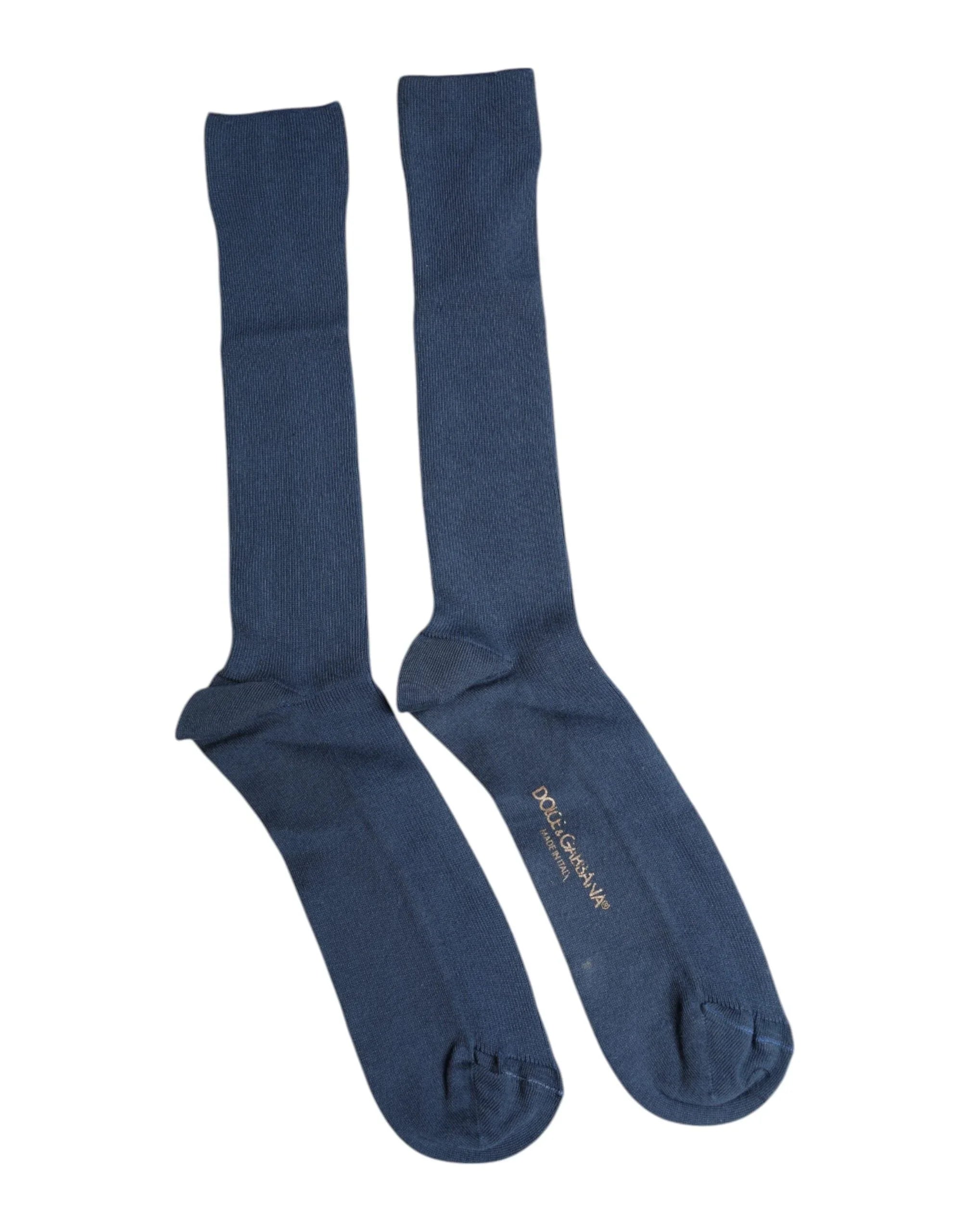 Dolce & Gabbana L Dolce & Gabbana Blue Cotton DG Logo Over The Calf Socks