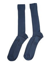 Dolce & Gabbana L Dolce & Gabbana Blue Cotton DG Logo Over The Calf Socks
