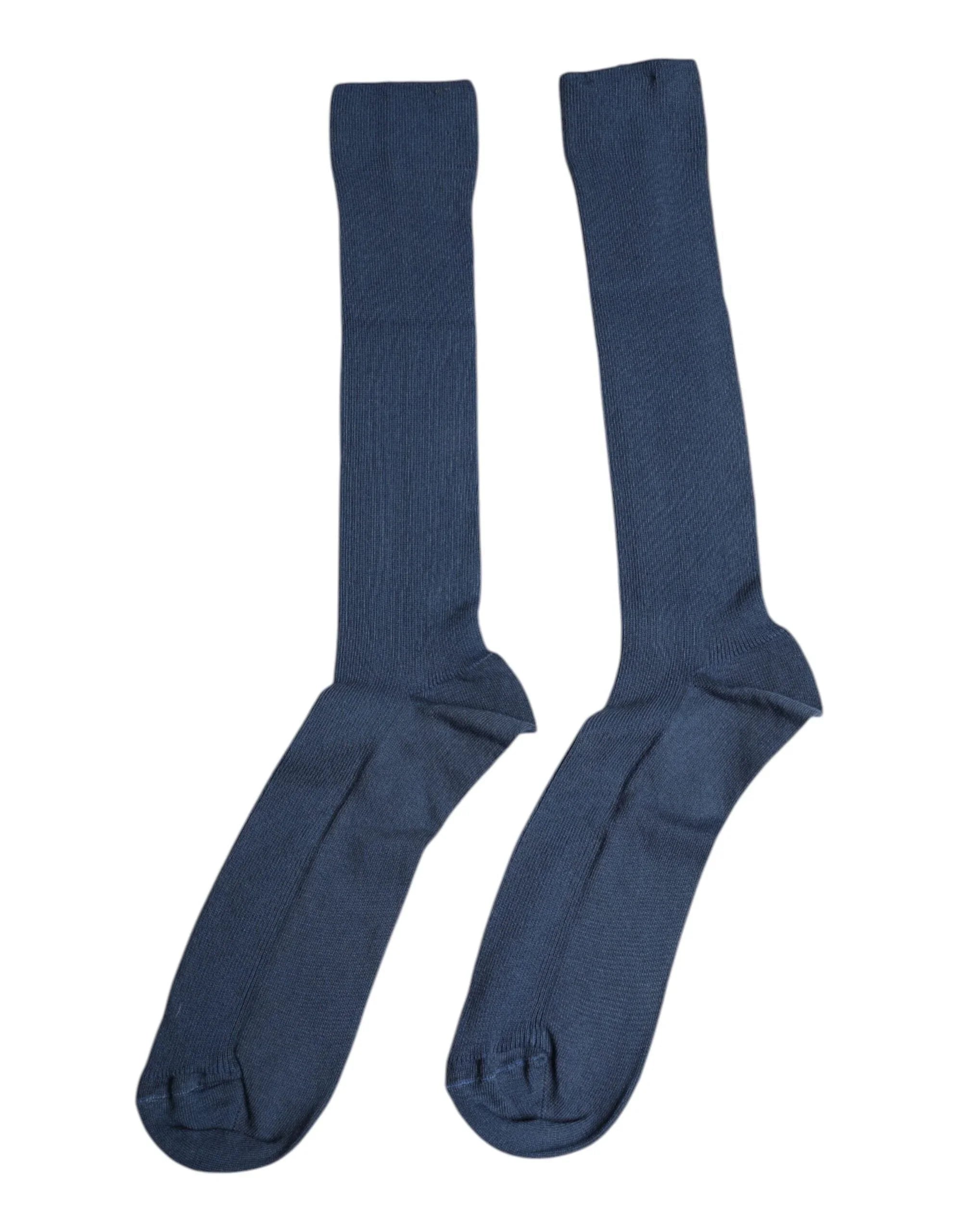 Dolce & Gabbana L Dolce & Gabbana Blue Cotton DG Logo Over The Calf Socks