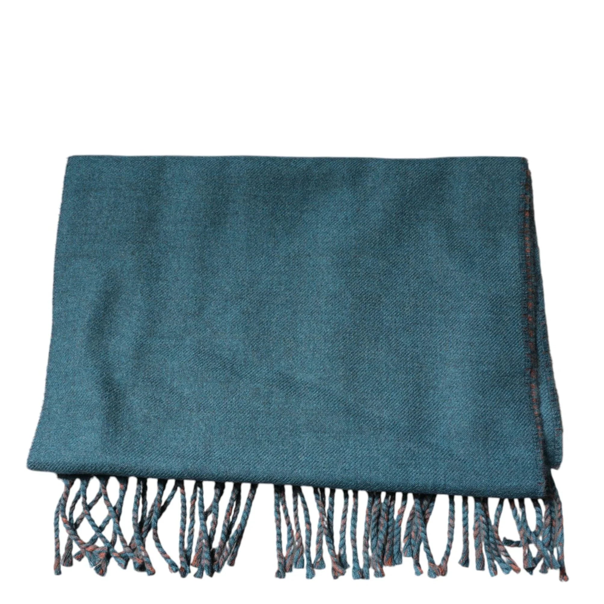Dolce & Gabbana Dolce & Gabbana Blue Green Wool Fringes Wrap Shawl Scarf