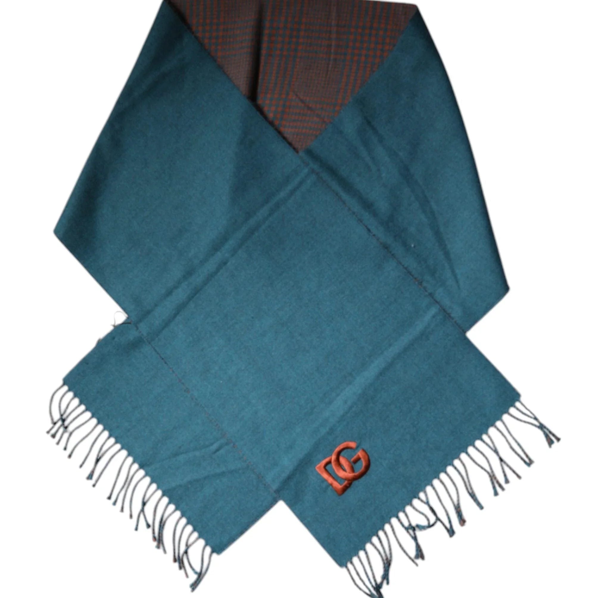 Dolce & Gabbana Dolce & Gabbana Blue Green Wool Fringes Wrap Shawl Scarf