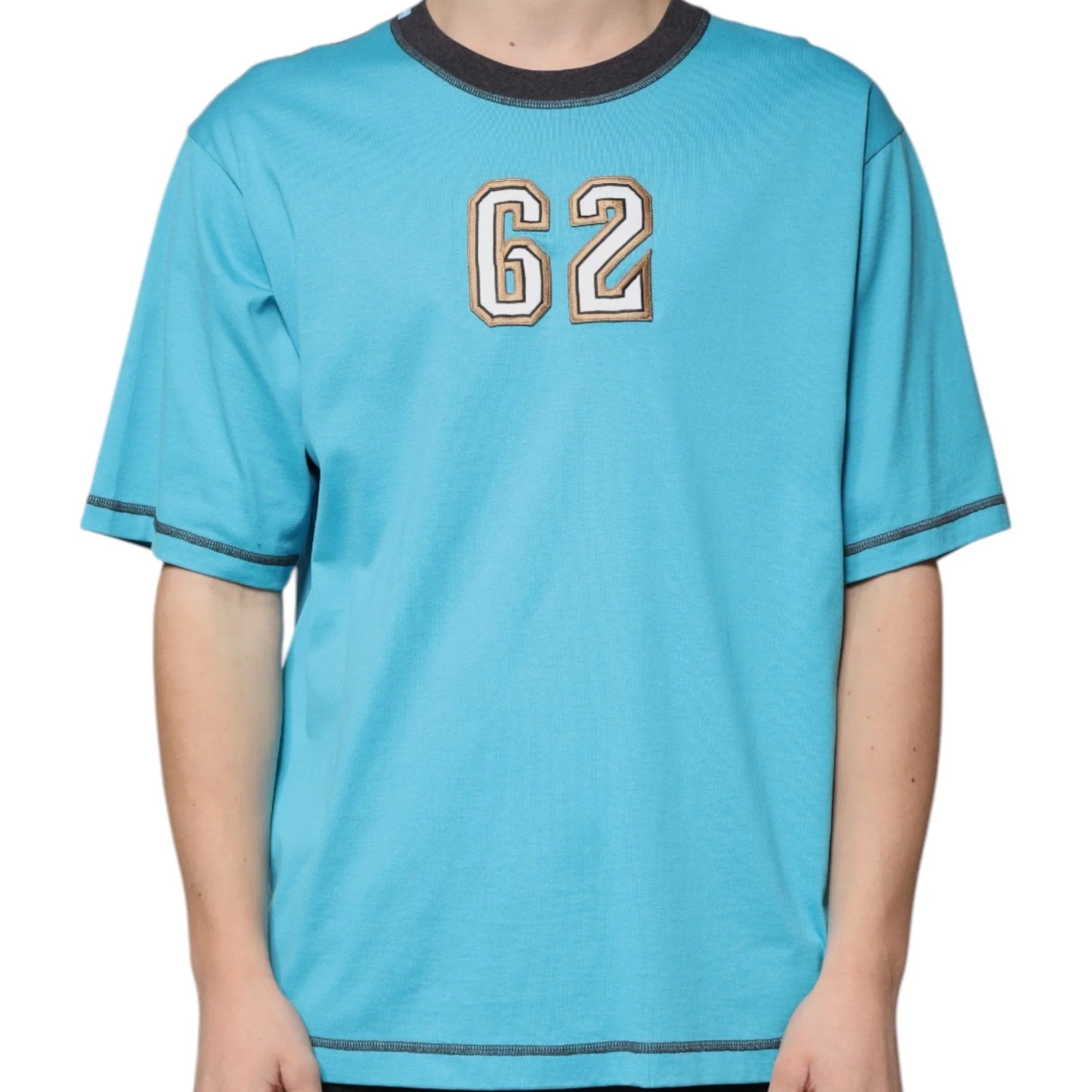 Dolce & Gabbana T-Shirts IT52 | XL Dolce & Gabbana Blue Logo Crew Neck Short Sleeves T-shirt
