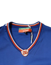 Dolce & Gabbana T-Shirts IT52 | XL Dolce & Gabbana Blue Logo V-neck Short Sleeve T-shirt