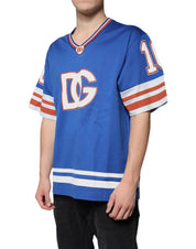 Dolce & Gabbana T-Shirts IT52 | XL Dolce & Gabbana Blue Logo V-neck Short Sleeve T-shirt