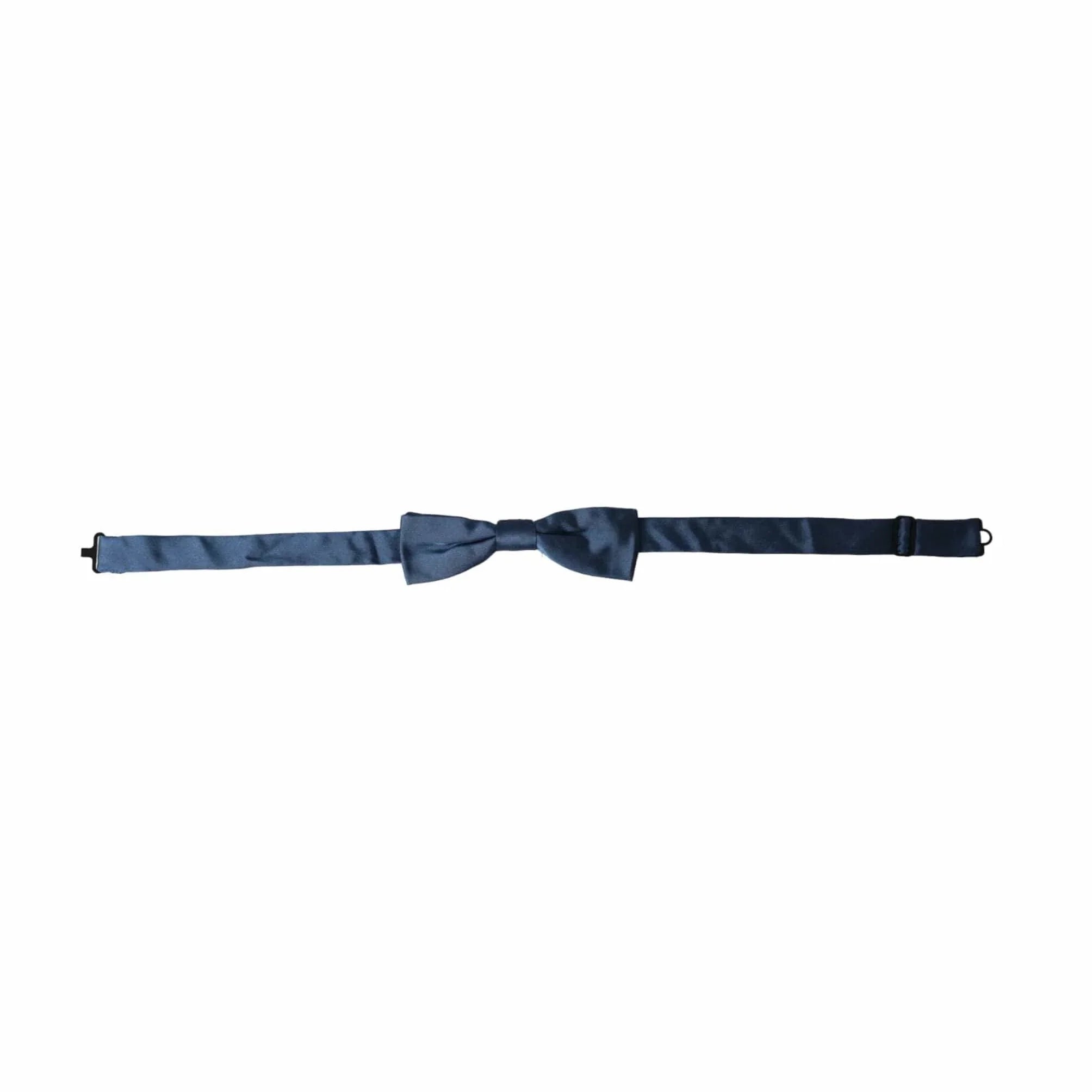 Dolce & Gabbana Neck Ties Dolce & Gabbana Blue Satin Silk Adjustable Neck Men Bow Tie