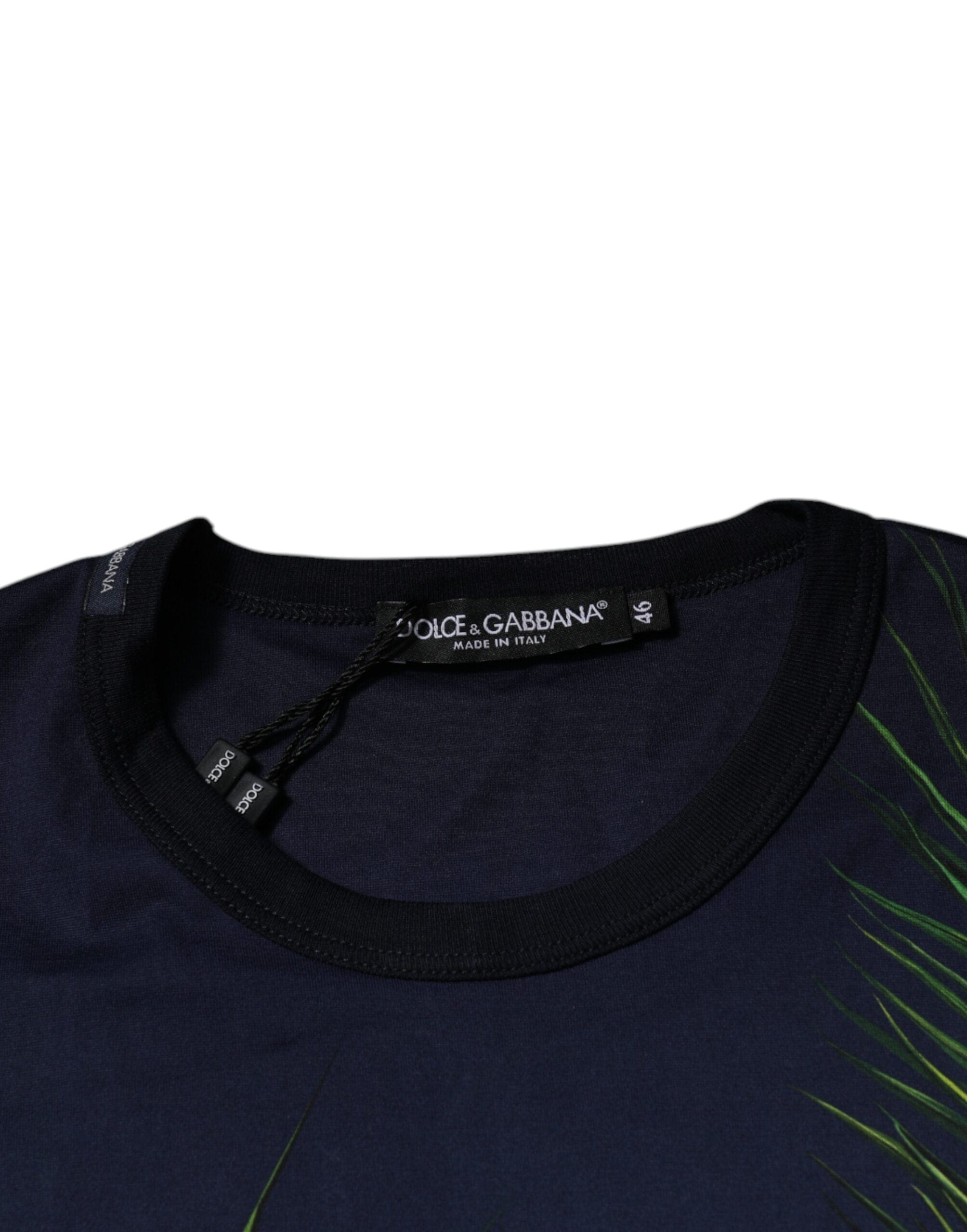 Dolce & Gabbana T-Shirts Dolce & Gabbana Blue Tree Print CrewNeck Short Sleeve T-shirt