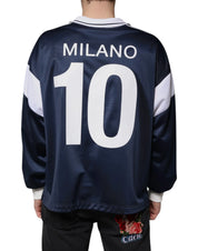 Dolce & Gabbana T-Shirts IT48 | M Dolce & Gabbana Blue White Milano Long Sleeve Jersey T-shirt