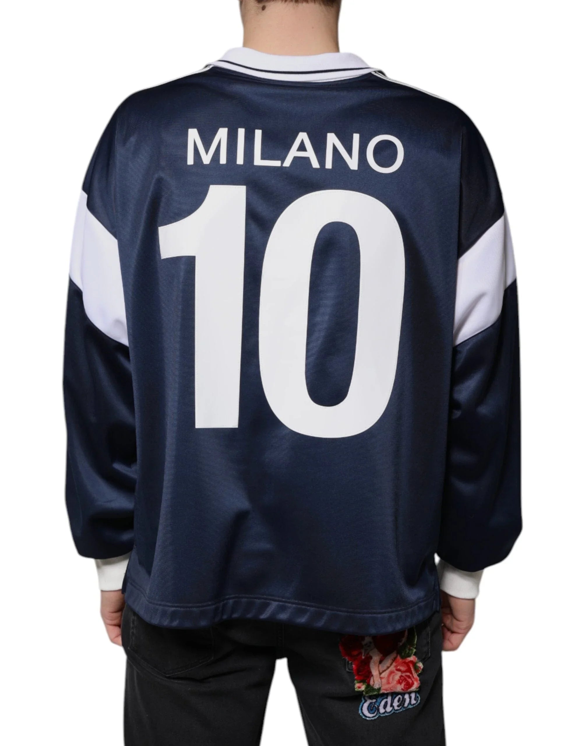 Dolce & Gabbana T-Shirts IT48 | M Dolce & Gabbana Blue White Milano Long Sleeve Jersey T-shirt