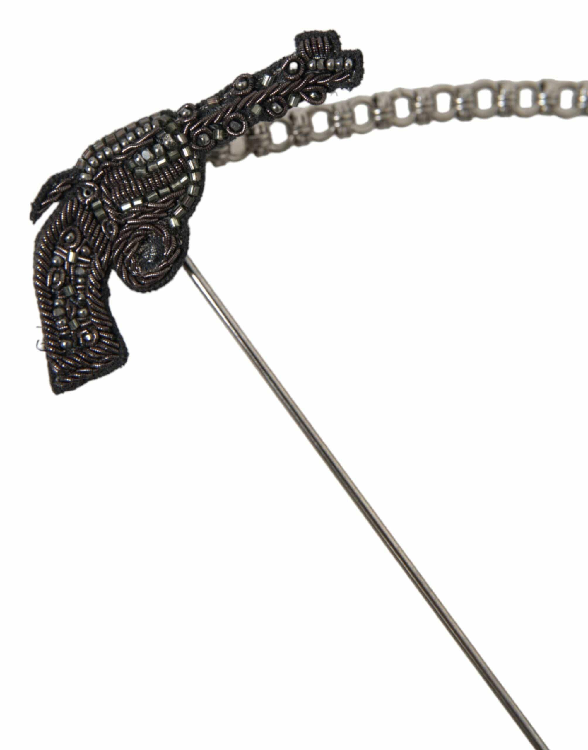 Dolce & Gabbana Brooches Dolce & Gabbana Brass Copper Silk Revolver Gun Men Brooch Lapel Pin