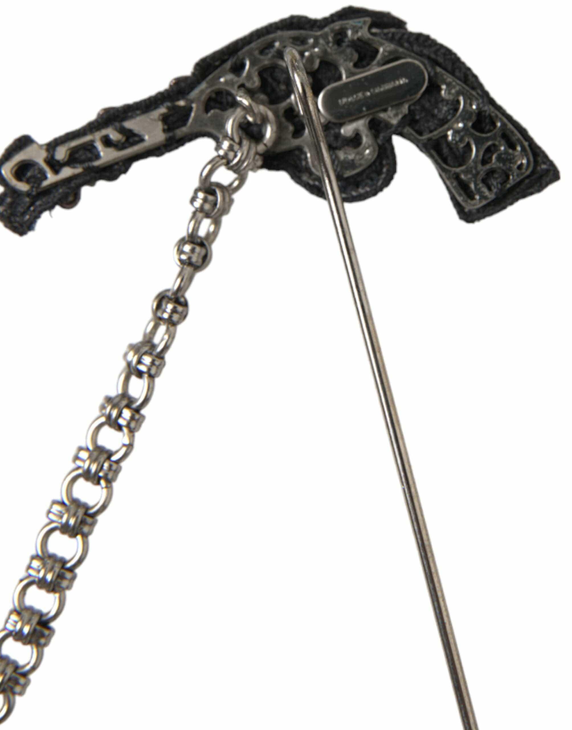 Dolce & Gabbana Brooches Dolce & Gabbana Brass Copper Silk Revolver Gun Men Brooch Lapel Pin