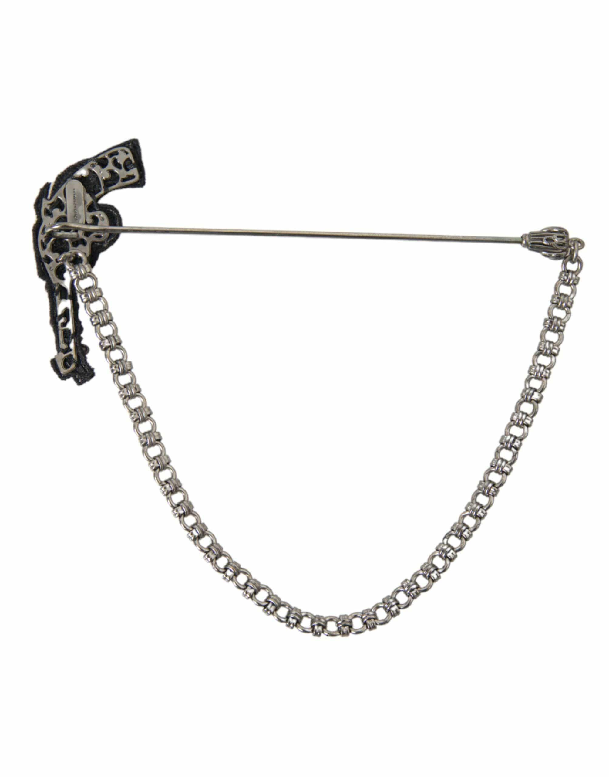 Dolce & Gabbana Brooches Dolce & Gabbana Brass Copper Silk Revolver Gun Men Brooch Lapel Pin