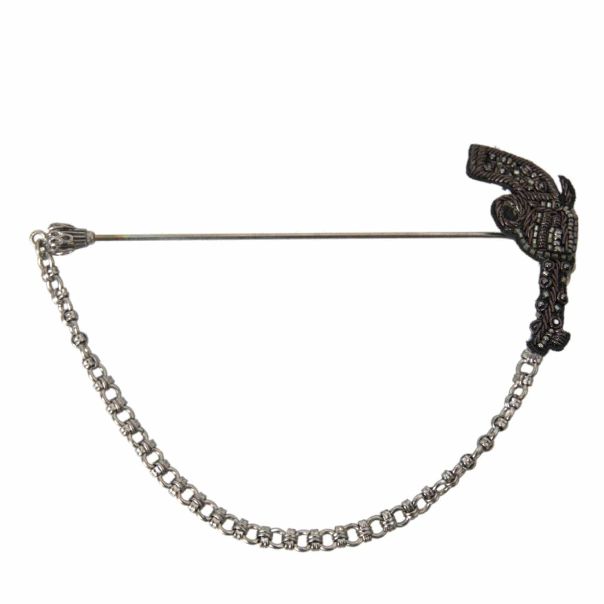 Dolce & Gabbana Brooches Dolce & Gabbana Brass Copper Silk Revolver Gun Men Brooch Lapel Pin