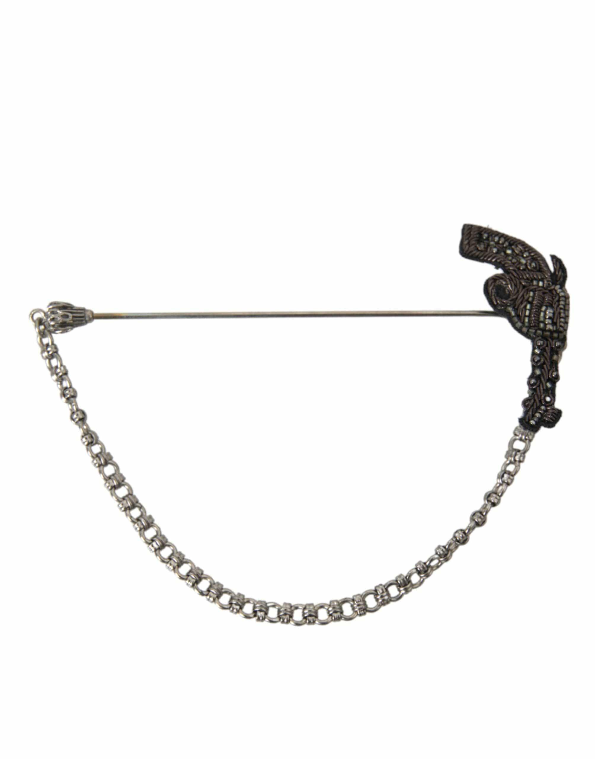 Dolce & Gabbana Brooches Dolce & Gabbana Brass Copper Silk Revolver Gun Men Brooch Lapel Pin