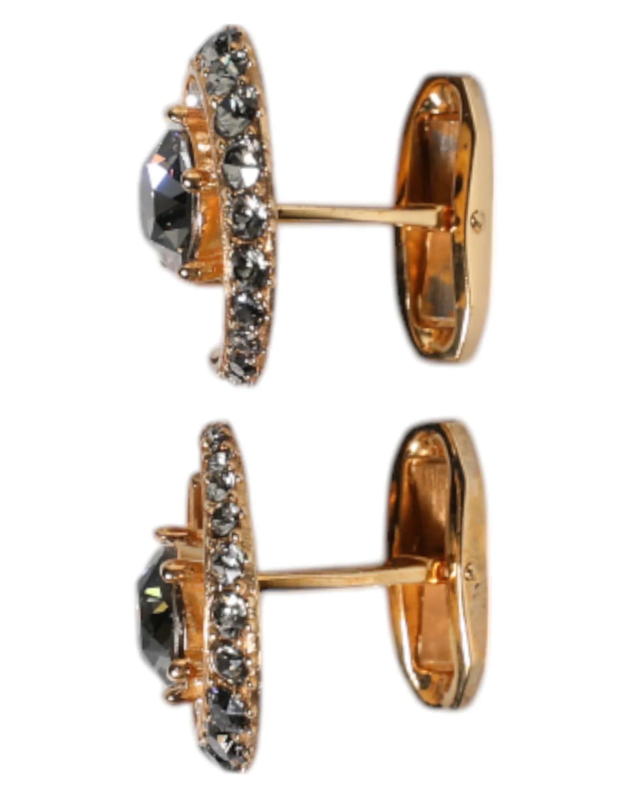 Dolce & Gabbana Dolce & Gabbana Brass Gold Black Crystal Luna Cufflink