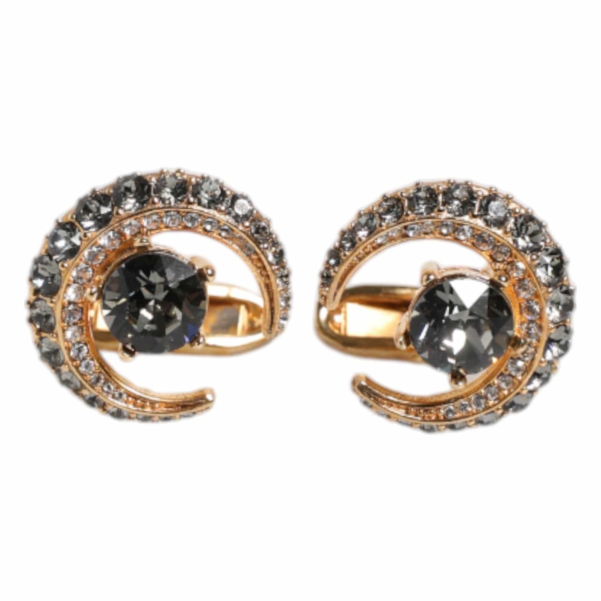 Dolce & Gabbana Dolce & Gabbana Brass Gold Black Crystal Luna Cufflink