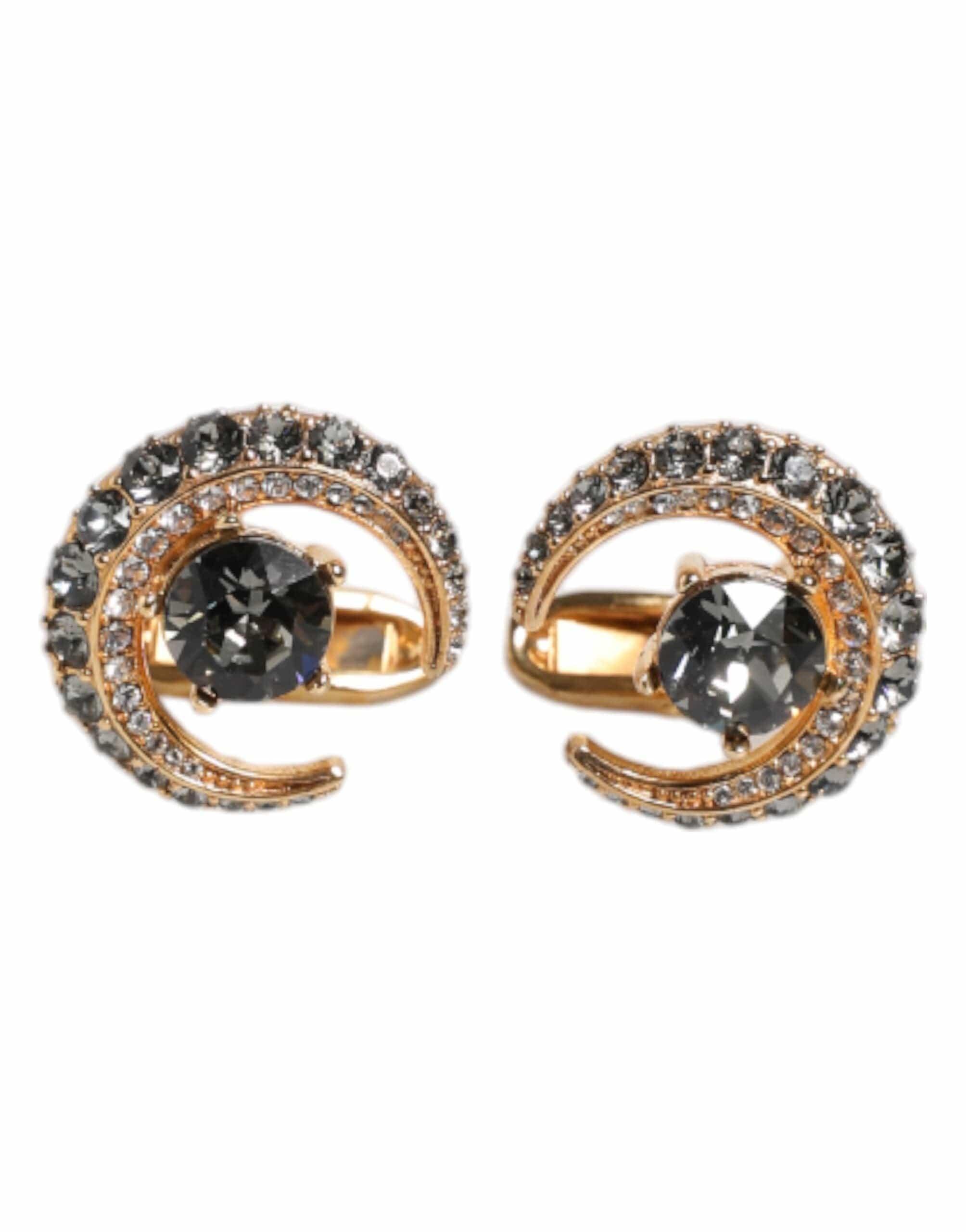 Dolce & Gabbana Dolce & Gabbana Brass Gold Black Crystal Luna Cufflink