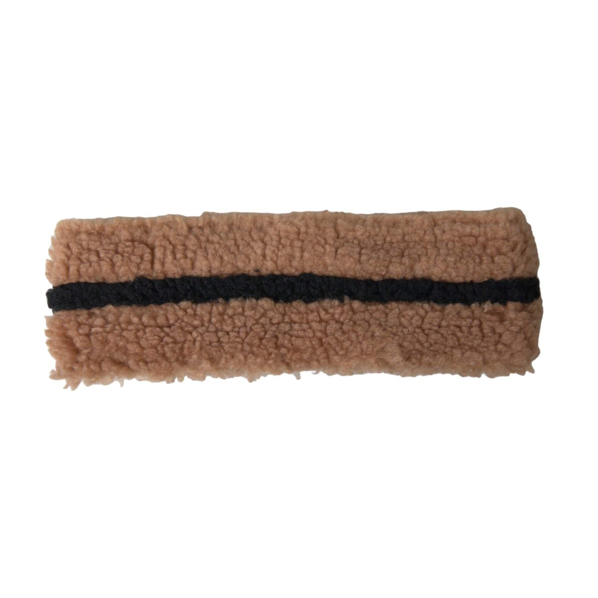 Dolce & Gabbana Beanies Dolce & Gabbana Brown Black Fleece Wool Head Band Hat Men