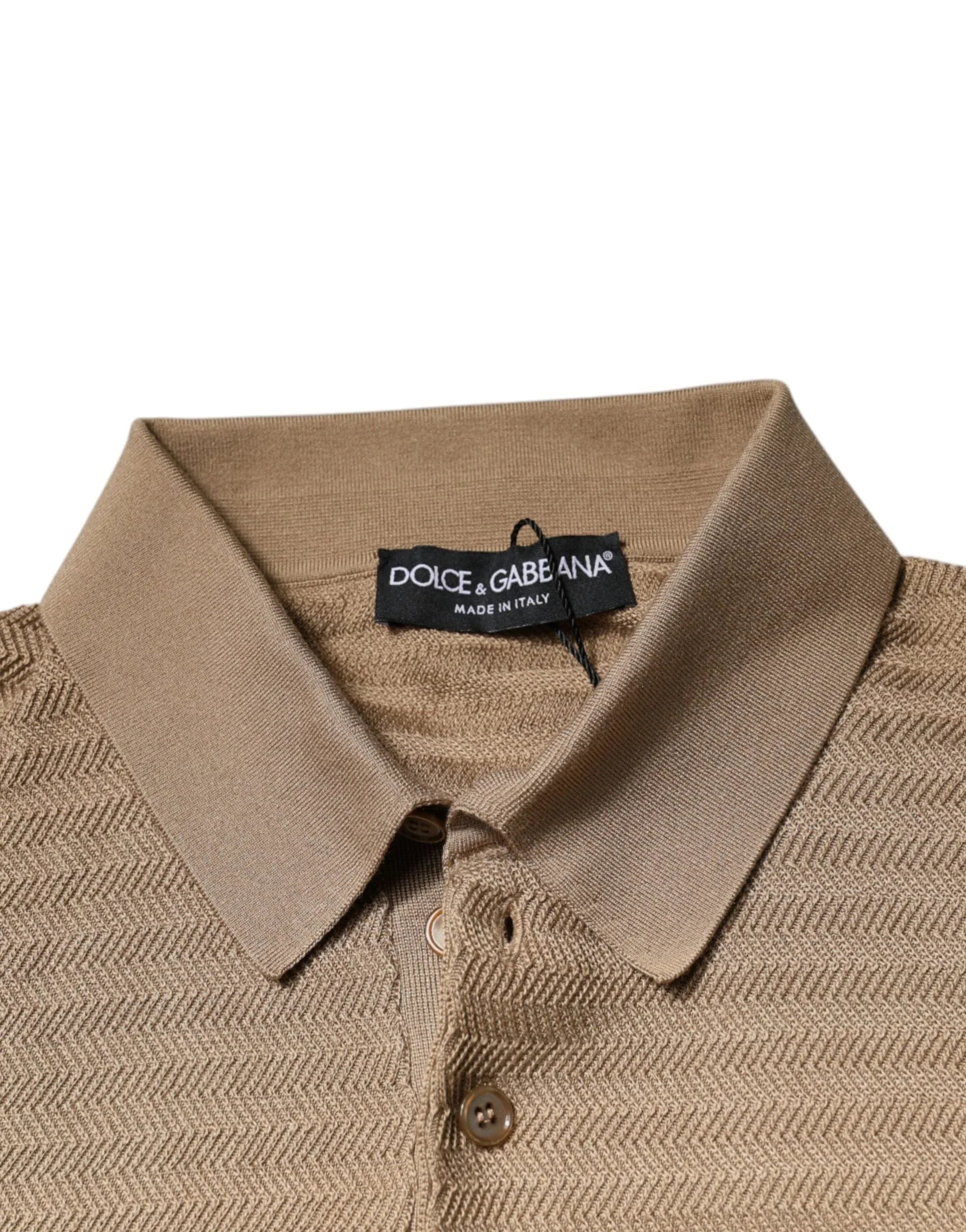 Dolce & Gabbana Premium Polos IT44 | XS Dolce & Gabbana Brown Collared Short Sleeves Polo T-shirt