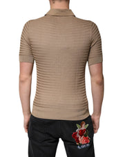 Dolce & Gabbana Premium Polos IT44 | XS Dolce & Gabbana Brown Collared Short Sleeves Polo T-shirt