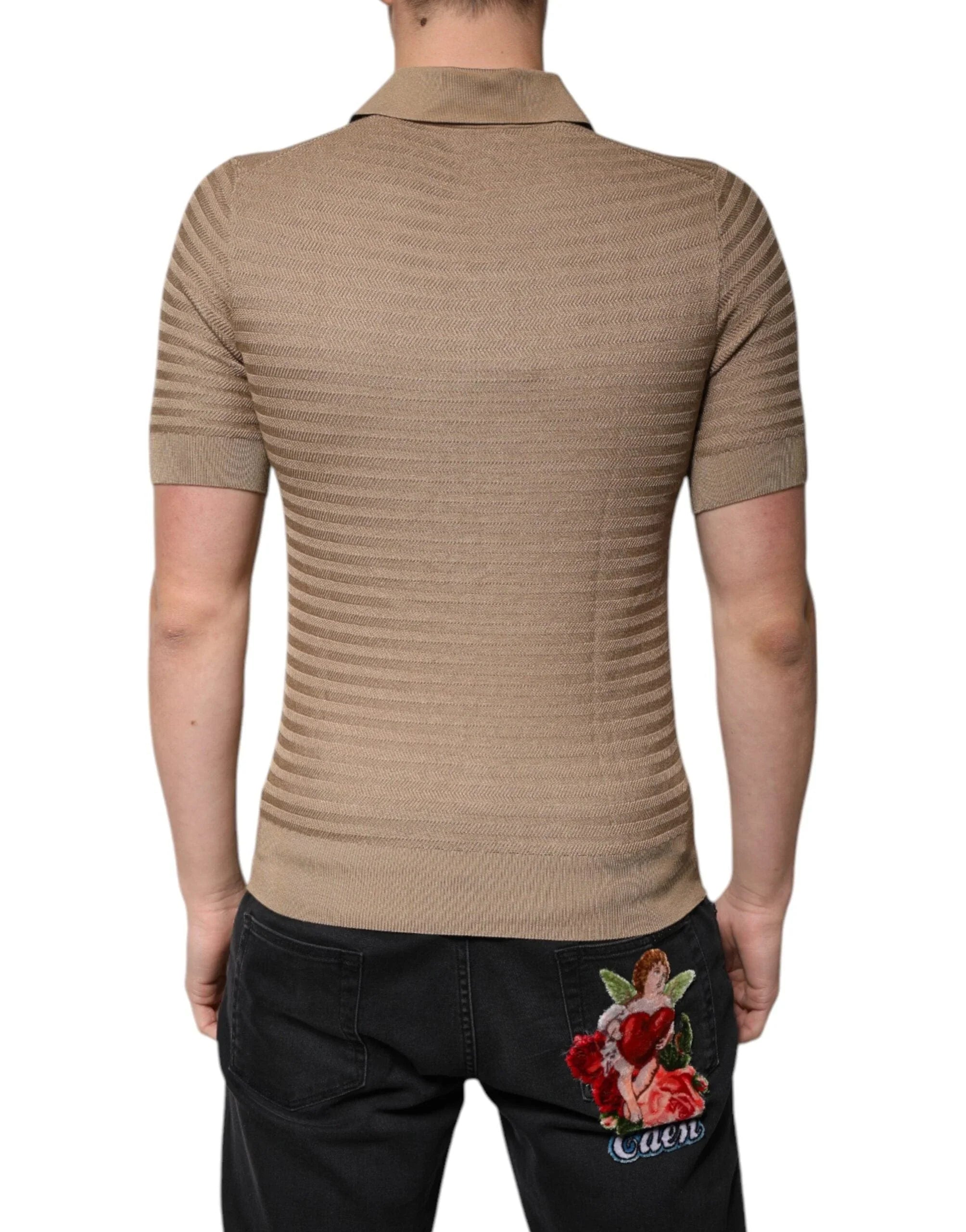 Dolce & Gabbana Premium Polos IT44 | XS Dolce & Gabbana Brown Collared Short Sleeves Polo T-shirt