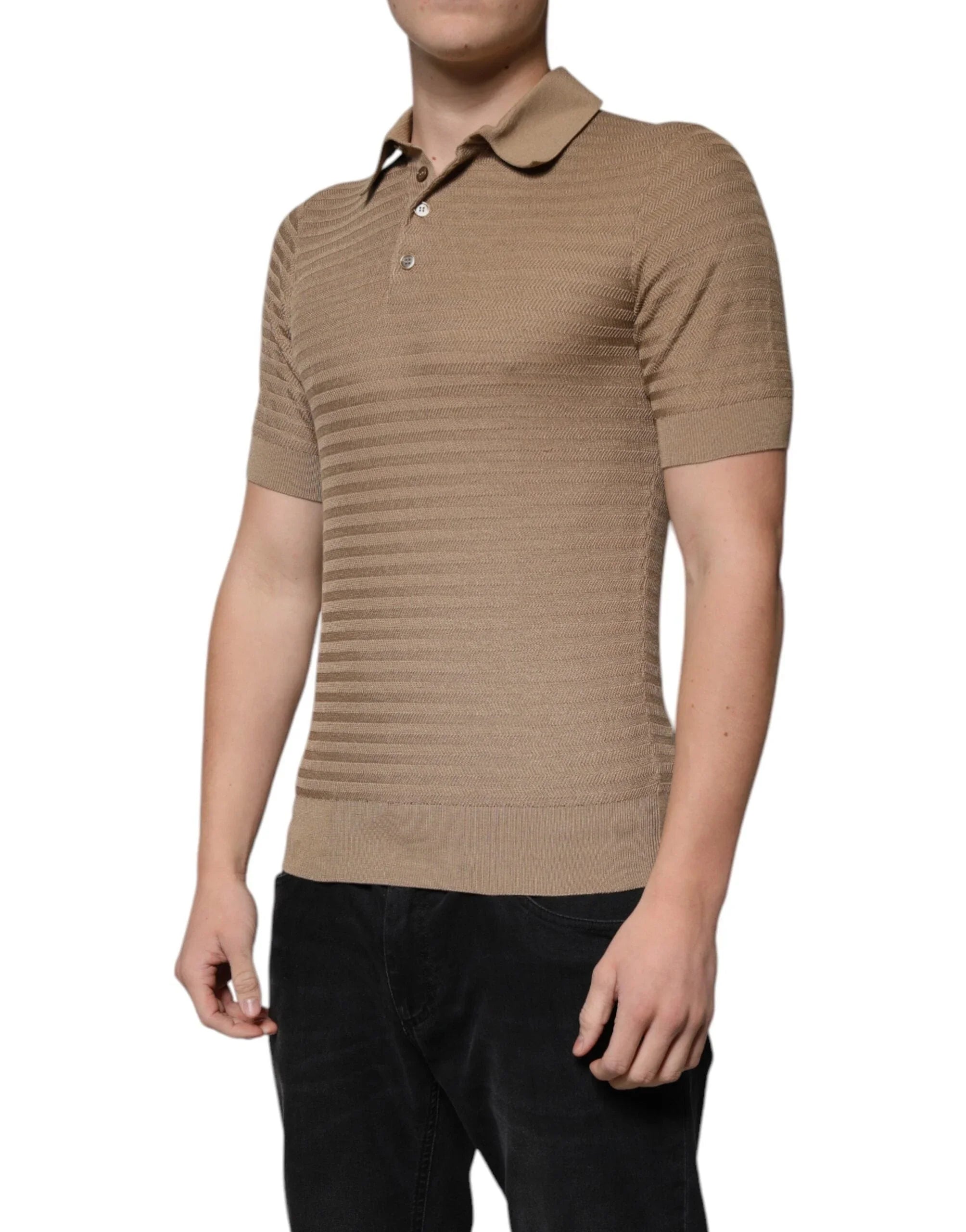 Dolce & Gabbana Premium Polos IT44 | XS Dolce & Gabbana Brown Collared Short Sleeves Polo T-shirt