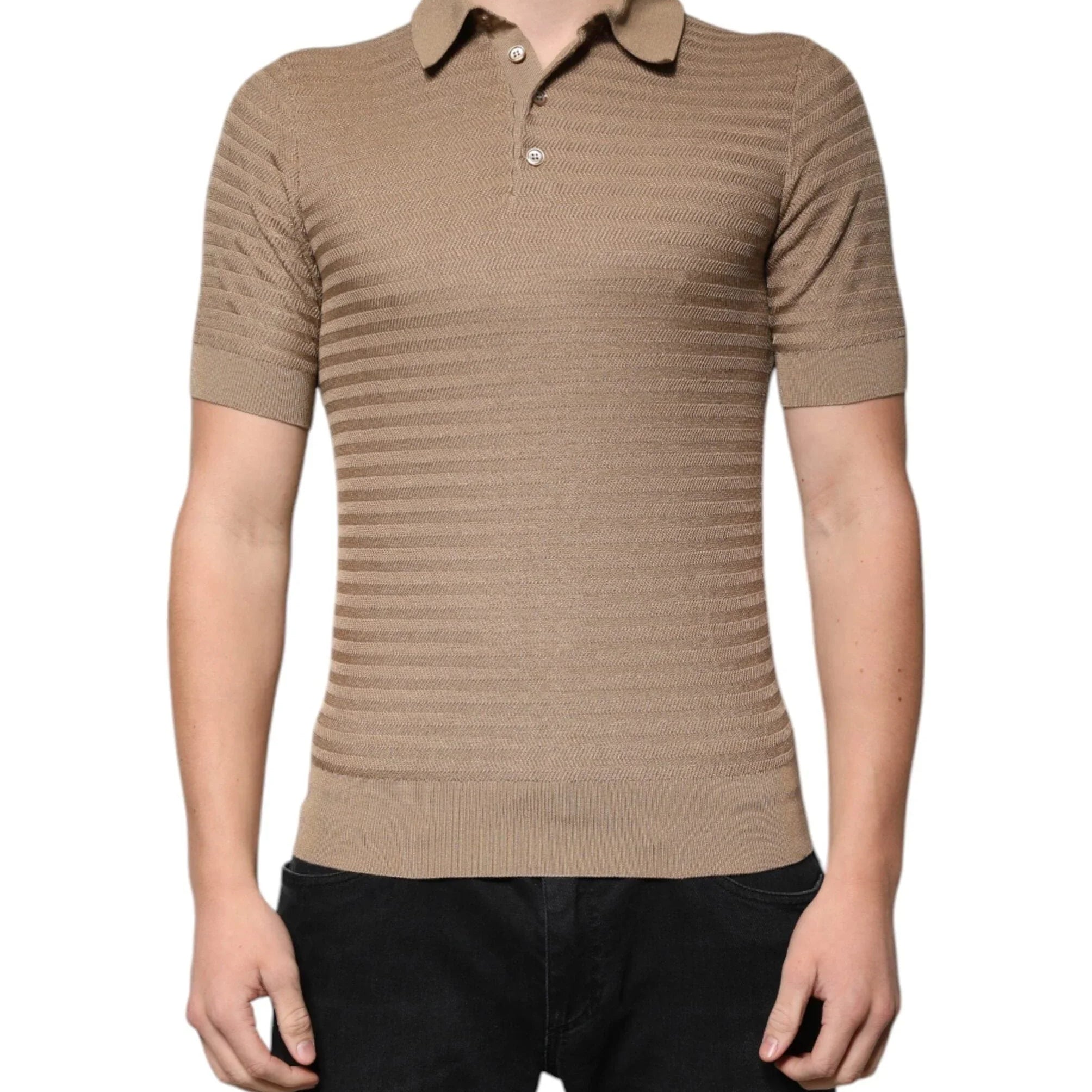 Dolce & Gabbana Premium Polos IT44 | XS Dolce & Gabbana Brown Collared Short Sleeves Polo T-shirt