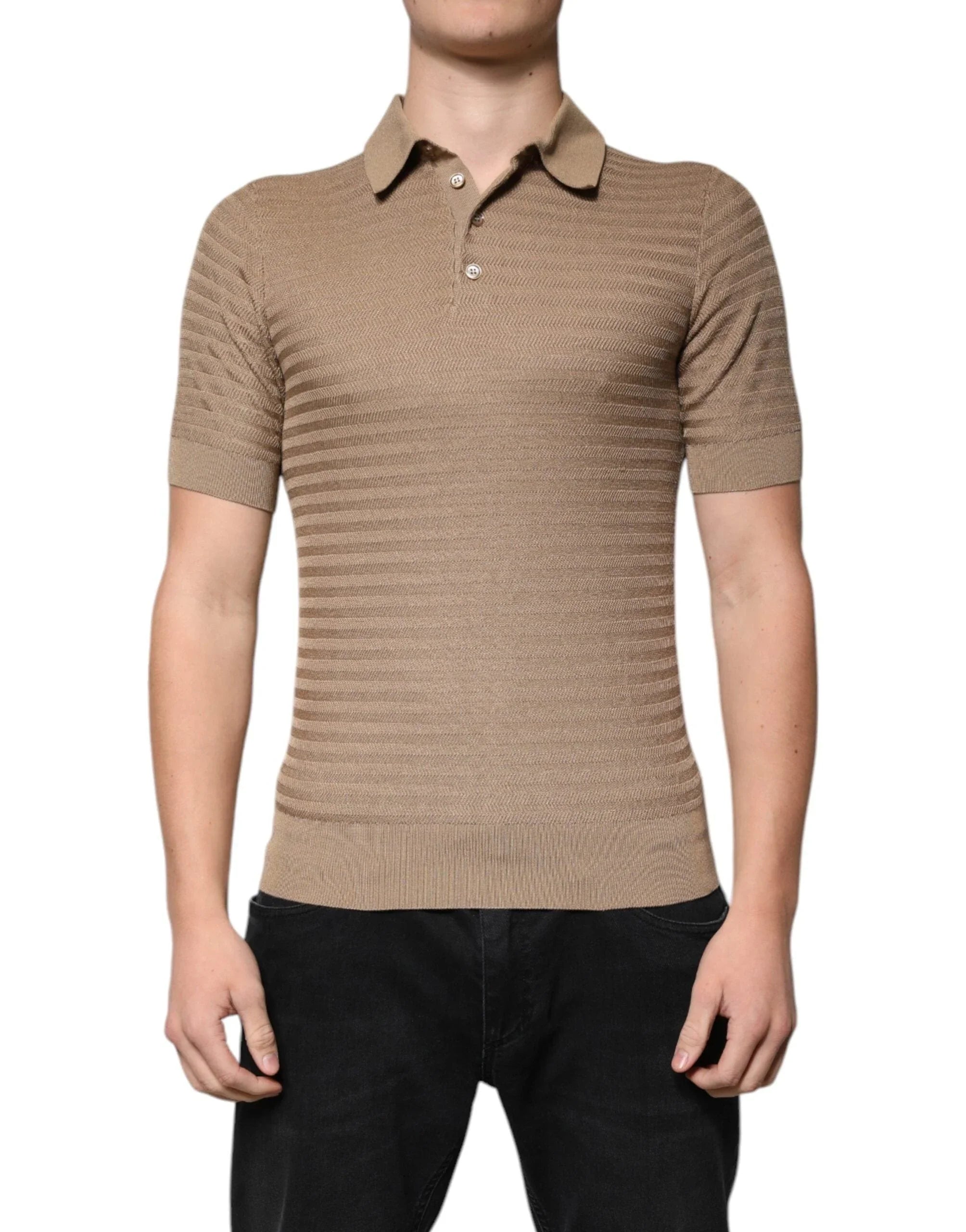 Dolce & Gabbana Premium Polos IT44 | XS Dolce & Gabbana Brown Collared Short Sleeves Polo T-shirt