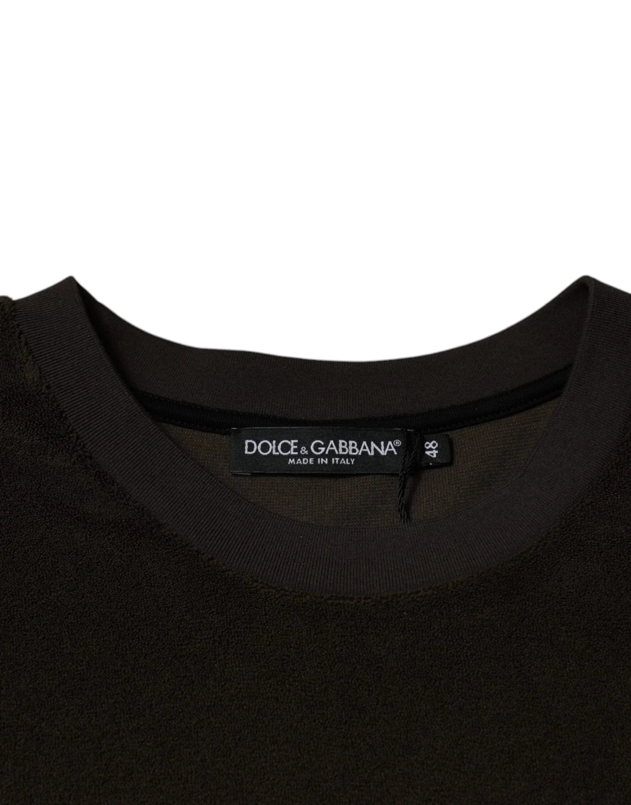 Dolce & Gabbana T-Shirts IT48 | M Dolce & Gabbana Brown Cotton Crew Neck Short Sleeves T-shirt