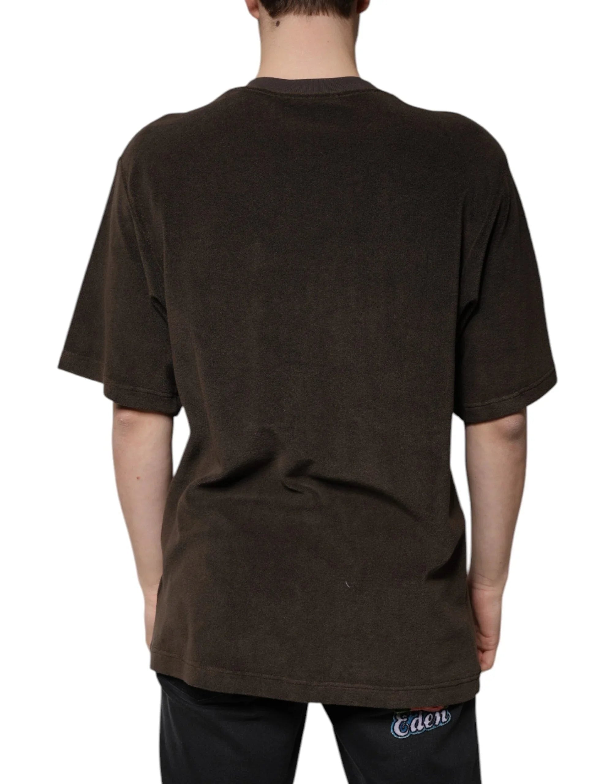 Dolce & Gabbana T-Shirts IT48 | M Dolce & Gabbana Brown Cotton Crew Neck Short Sleeves T-shirt