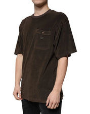 Dolce & Gabbana T-Shirts IT48 | M Dolce & Gabbana Brown Cotton Crew Neck Short Sleeves T-shirt