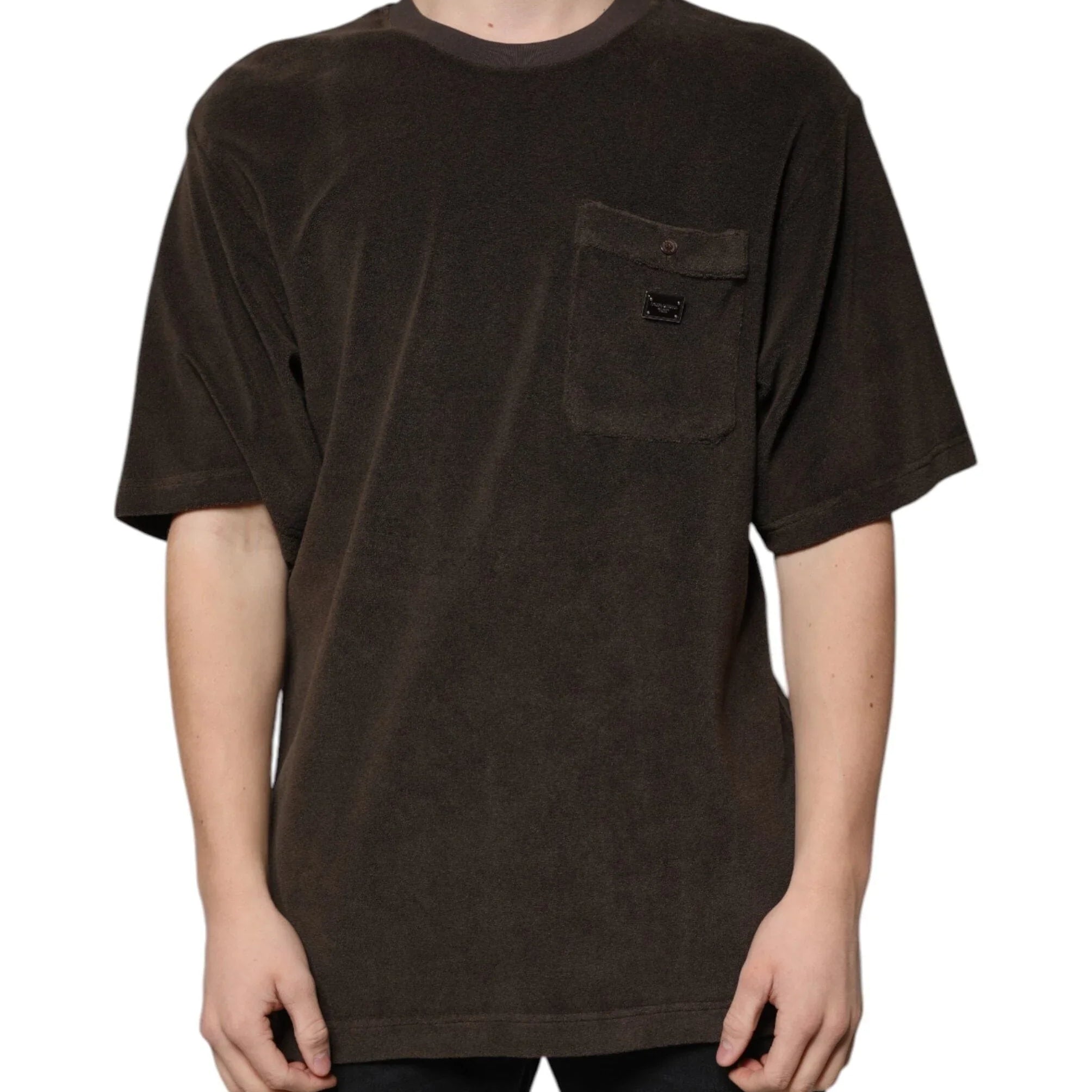 Dolce & Gabbana T-Shirts IT48 | M Dolce & Gabbana Brown Cotton Crew Neck Short Sleeves T-shirt
