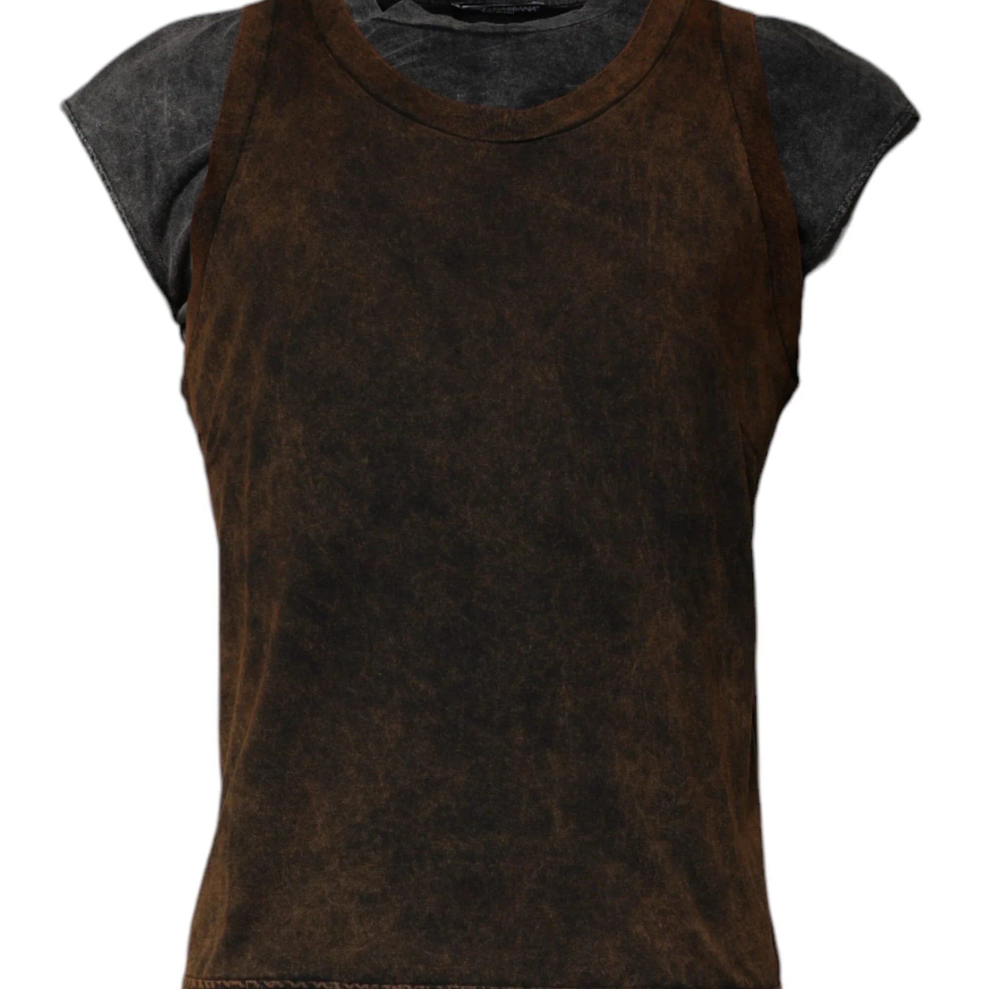 Dolce & Gabbana T-Shirts IT52 | XL Dolce & Gabbana Brown Cotton Round Neck Sleeveless T-shirt